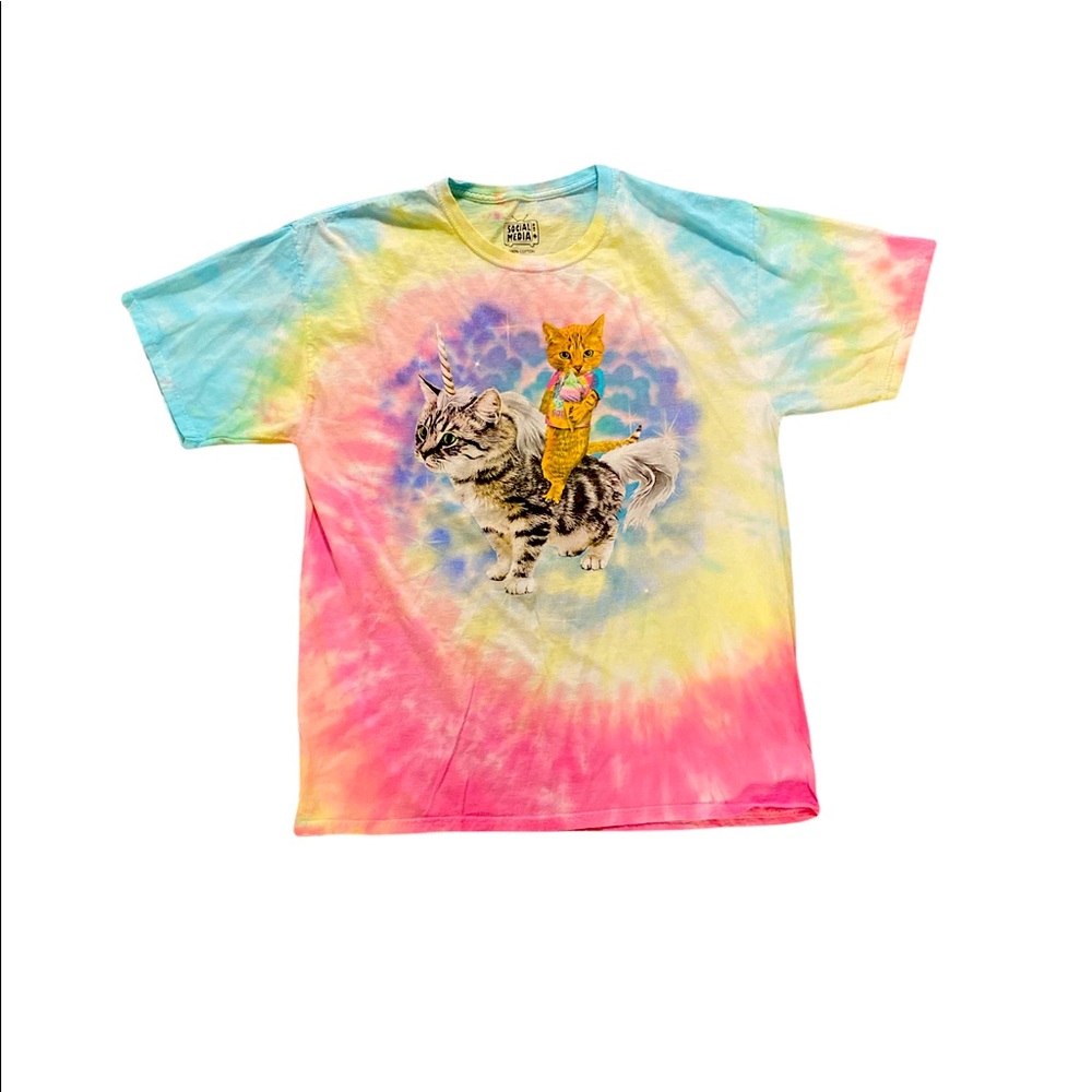 Social Media Tie Dye Cat Unicorn Shirt